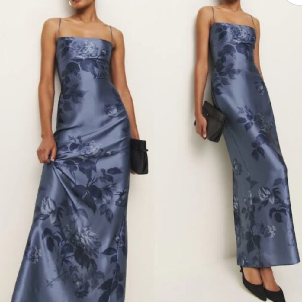 NWT reformation frankie silk dress trieste border size 4